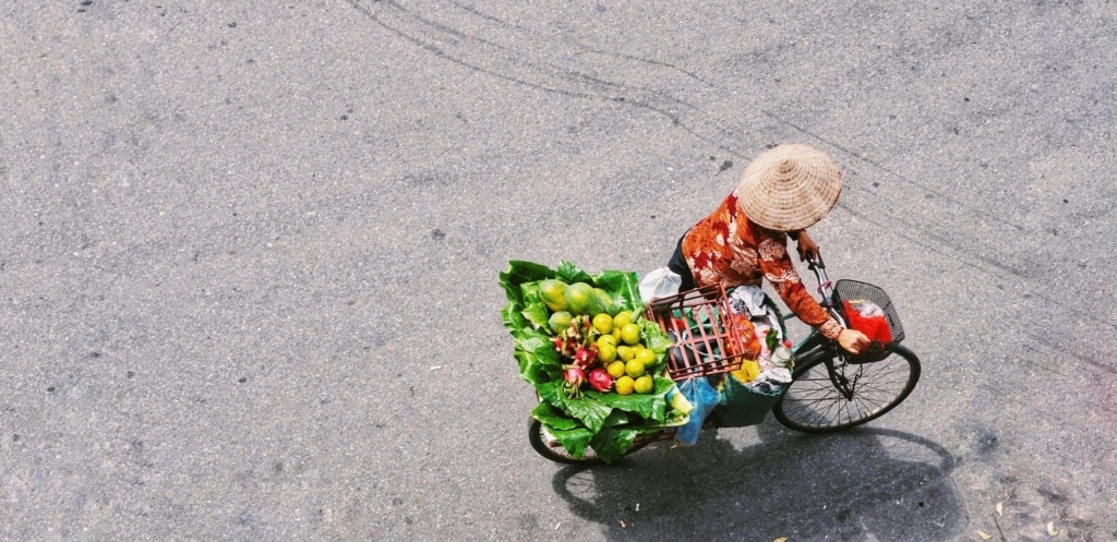 Fahrradfahrer in Vietnam