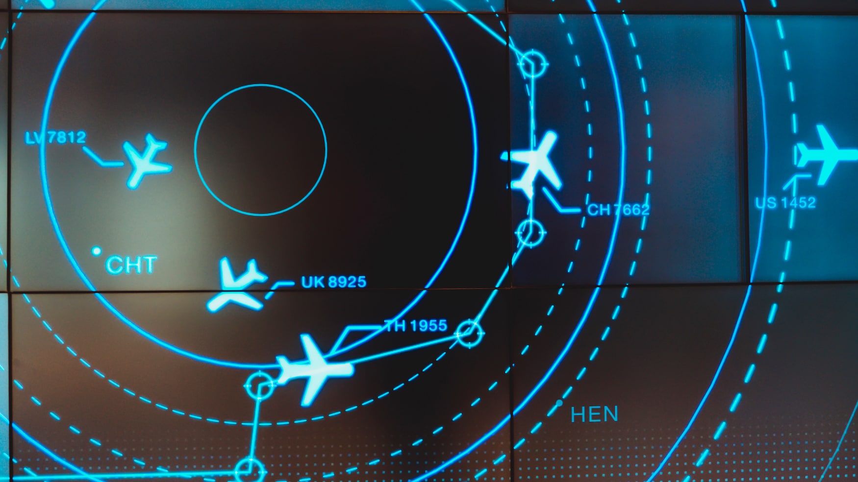 Flugzeuge auf einem Flightradar