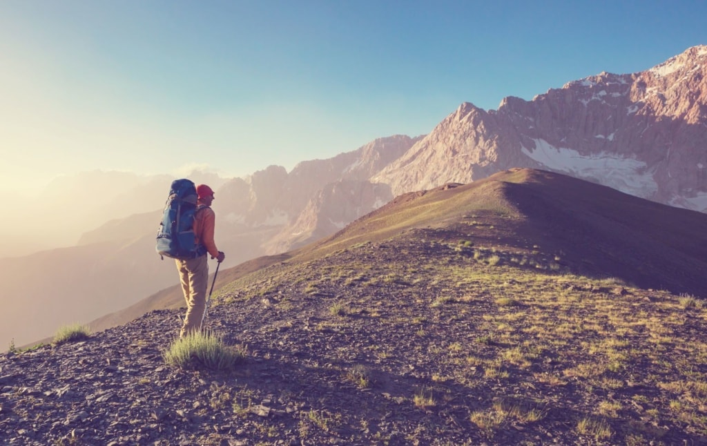 Wanderer in den Bergen in Tadschikistan