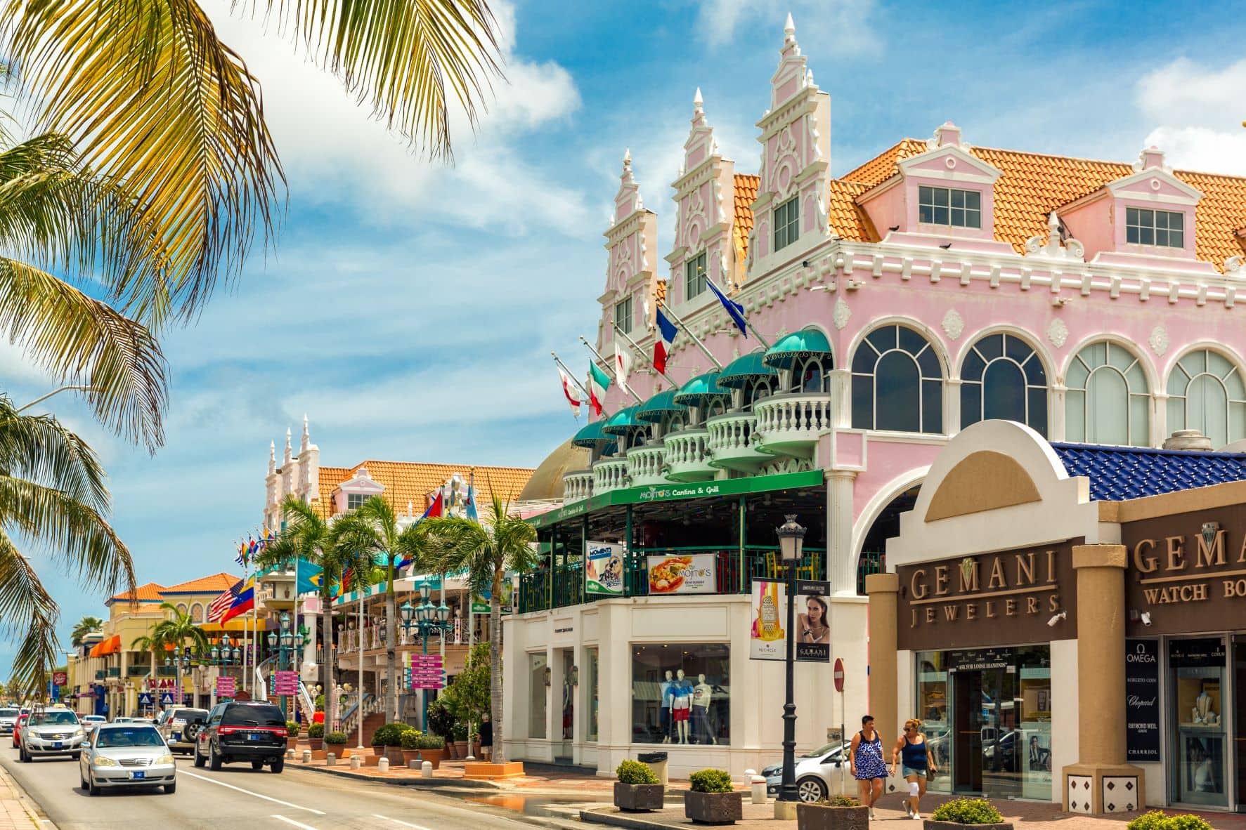 Shopping-Straße in Oranjestad auf Aruba