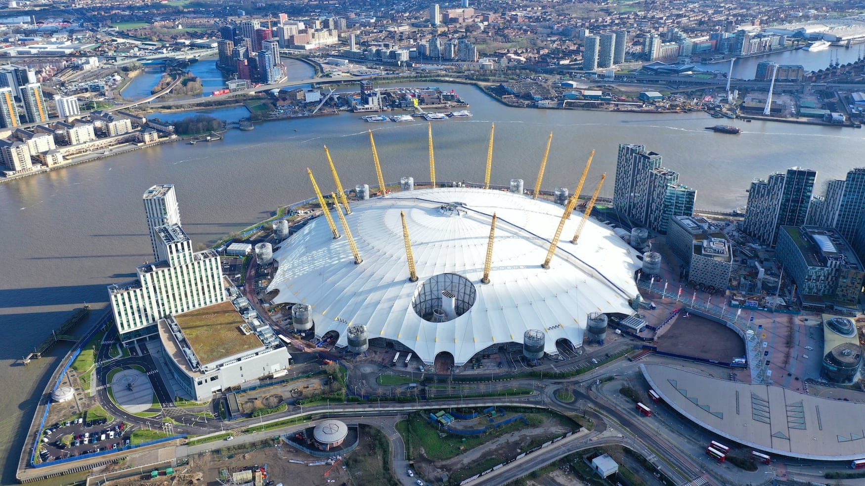 O2-Arena in London aus der Vogelperspektive