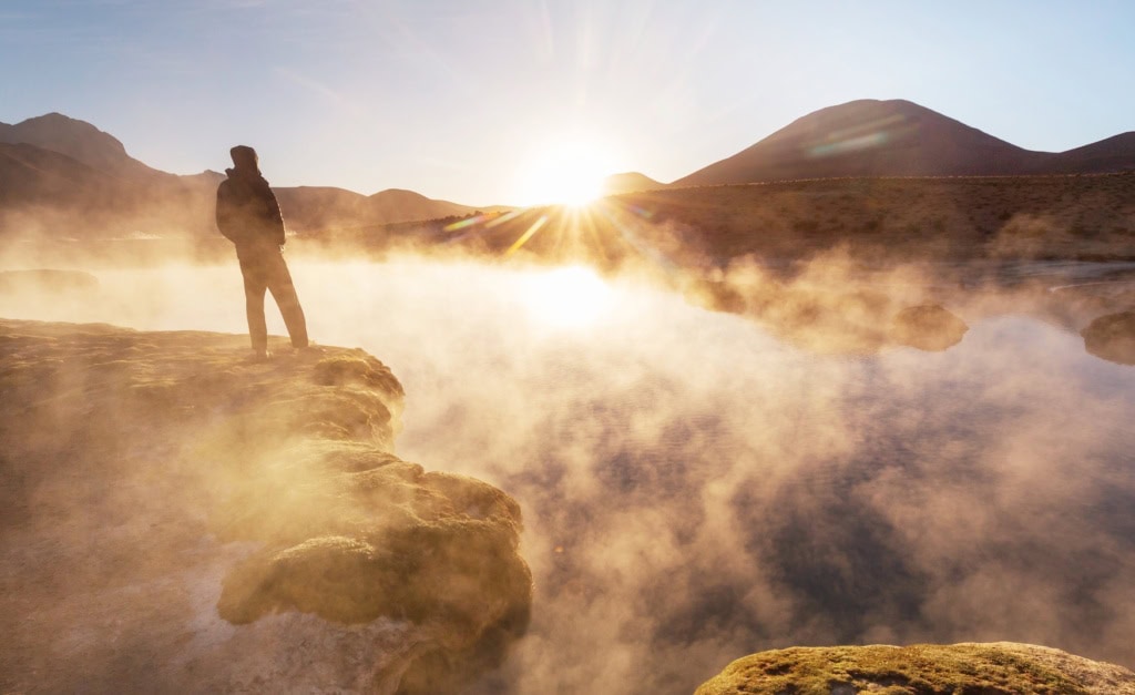 heiße Thermalquelle in der Atacama-Wüste in Chile