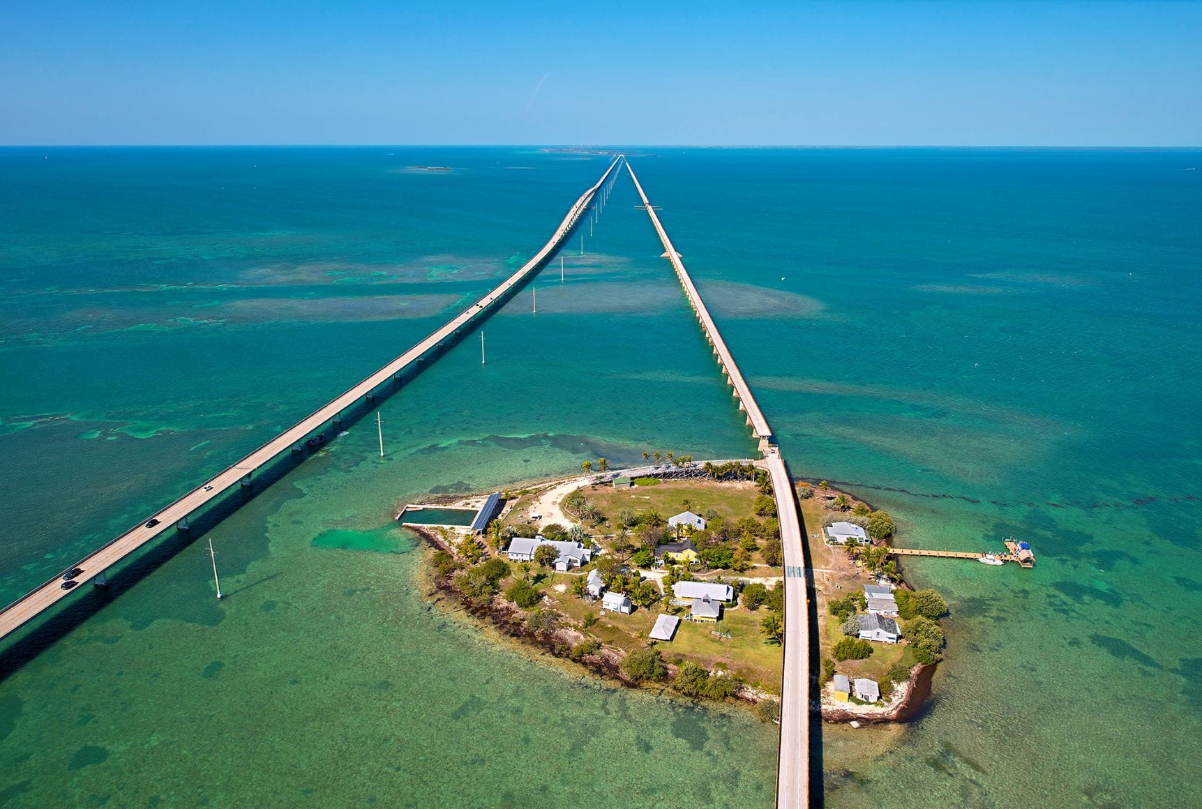Florida Keys aus der Luft: Neue und alte Seven Mile Bridge
