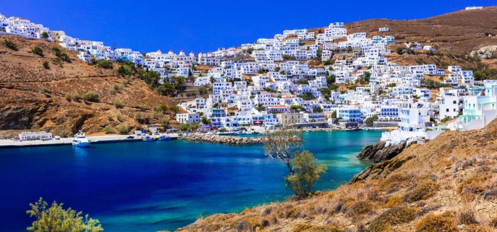 Insel Astypalea. Aussicht auf das Dorf Chora