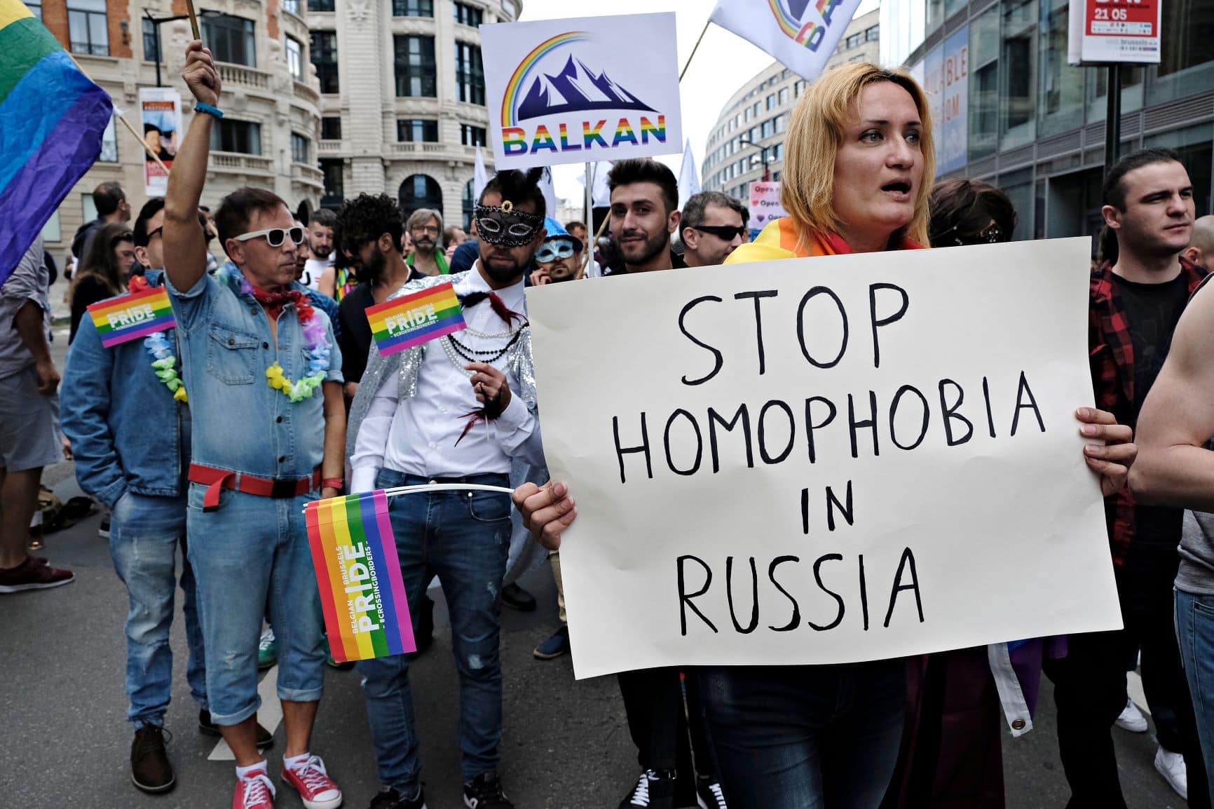 Demonstranten gegen Homophobie in Russland