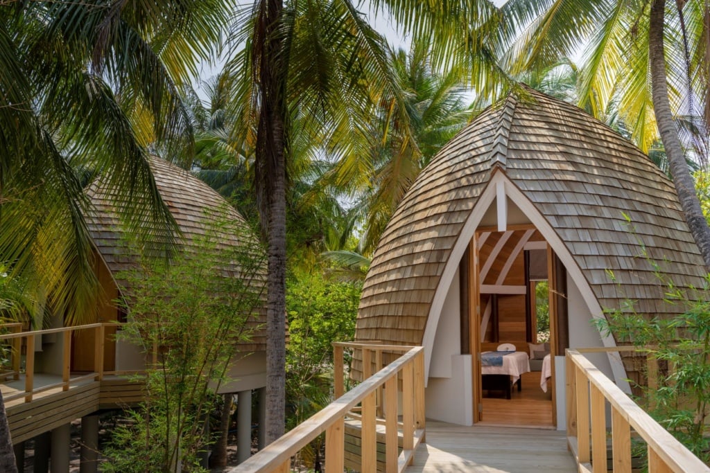 Eingang zum Spa im Luxusresort Faarufushi Malediven