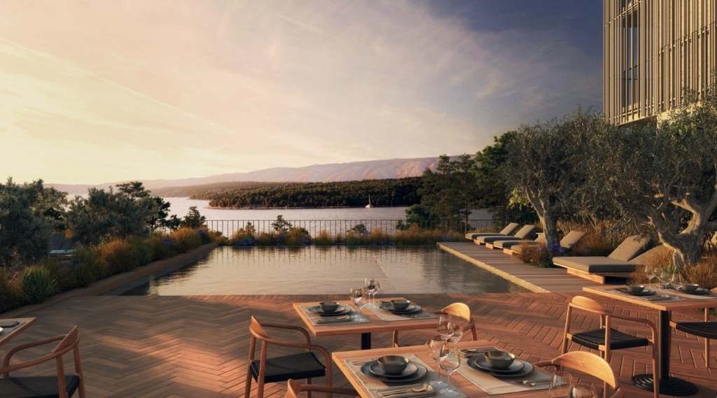 Terrasse des Maslina Resorts in Kroatien