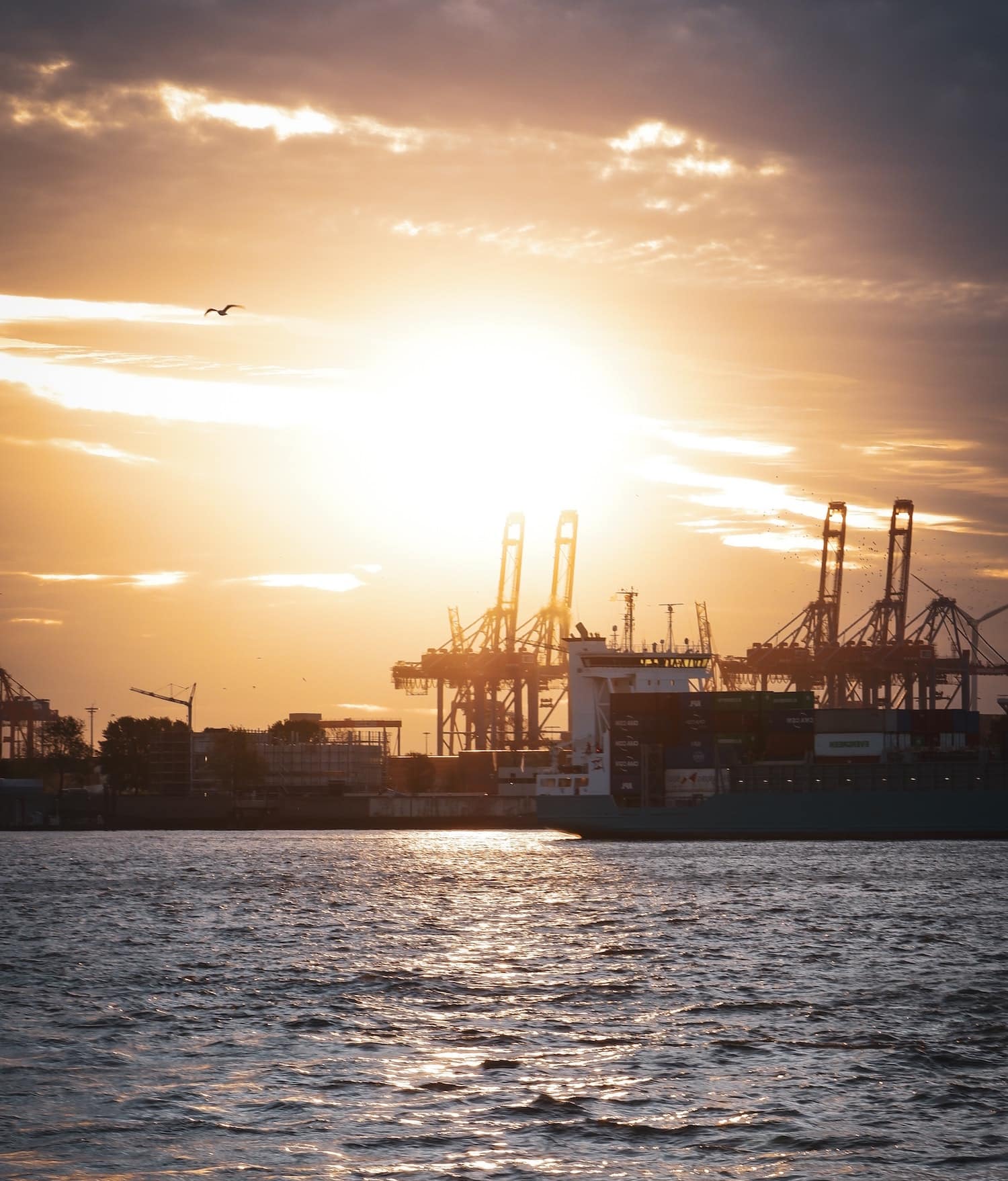 Sonnenuntergang im Hamburger Hafen