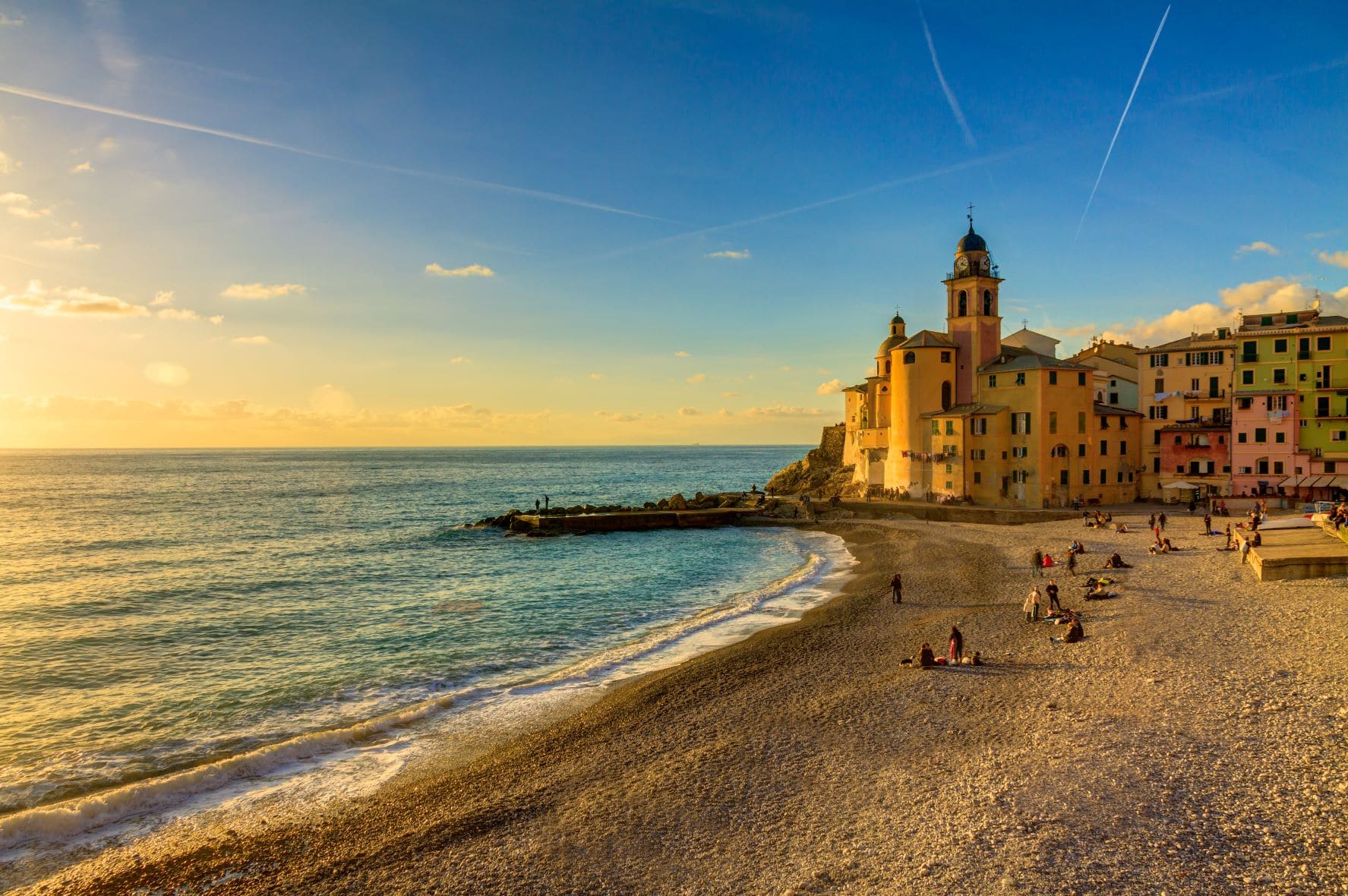 Strand in Camogli bei Genua, Ligurien