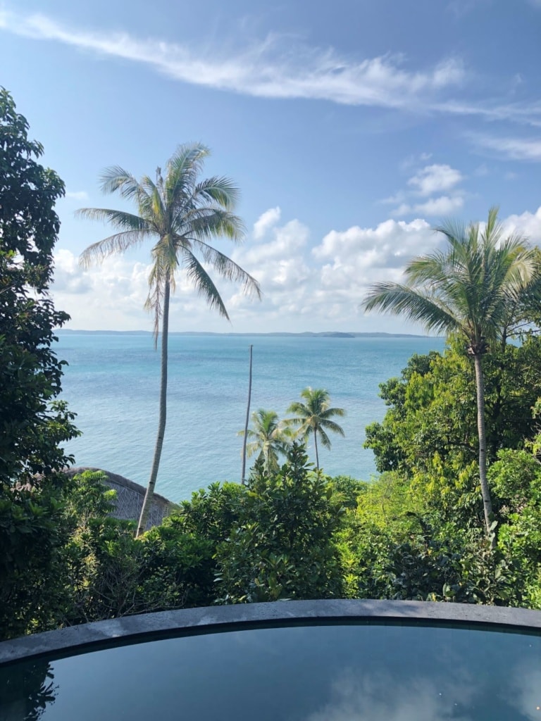 Cempedak Island: Blick auf Pool, Dschungel und Meer