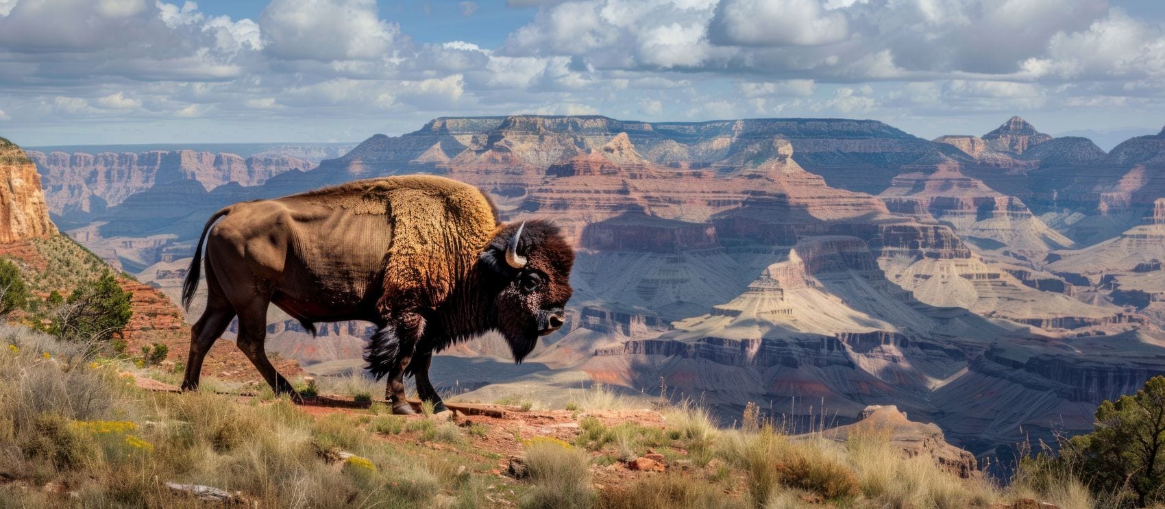 Bison vor der Kulisse des Grand Canyon