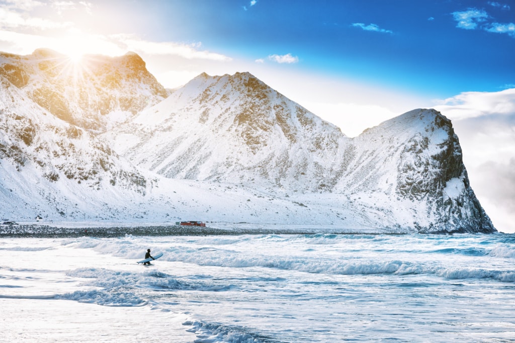 Die Bucht von Unstad muss beim Surfen in Norwegen auf der Liste stehen!