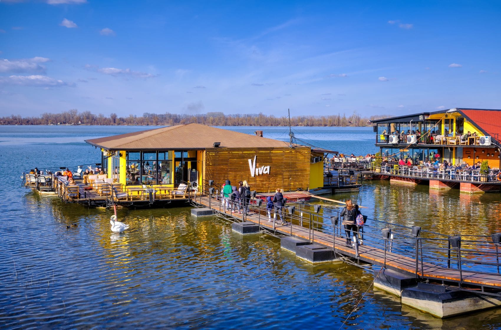 Restaurant- und Partyboote auf der Donau in Belgrad 