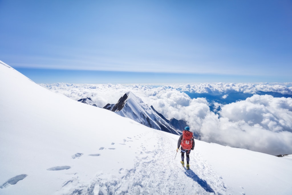 Bergsteiger auf dem Mont Blanc