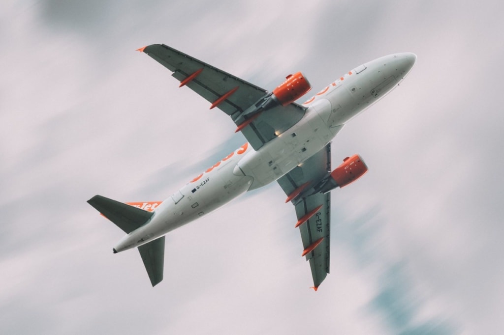 Easyjet-Flugzeug von unten