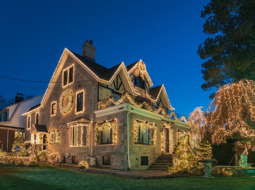 Lichter dürfen bei Weihnachten in den USA nicht fehlen.