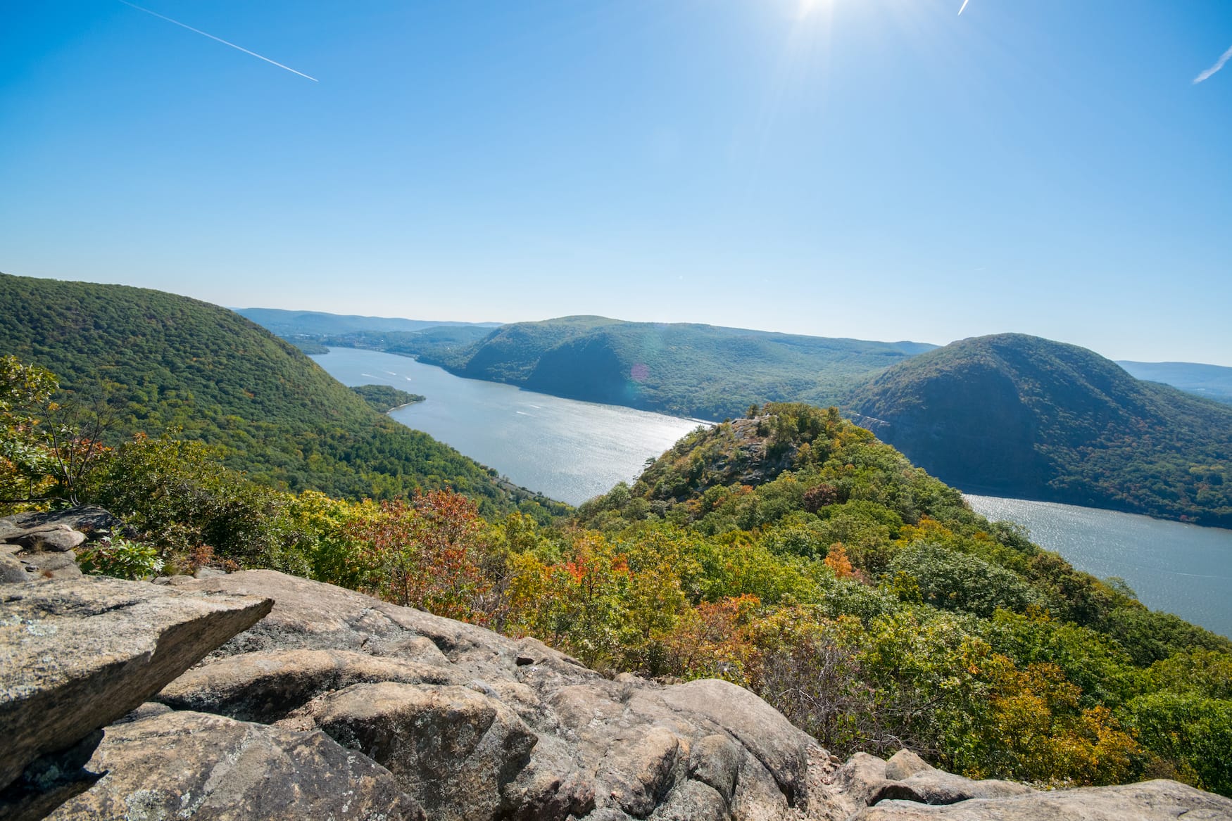 Blick über den Hudson River und das Hudson Valley im Herbst