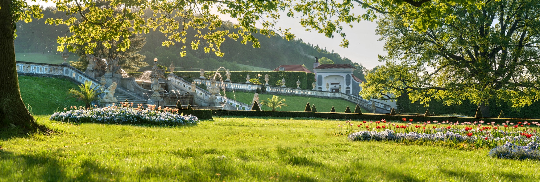 Schlossgarten im Frühling in Cesky Krumlov