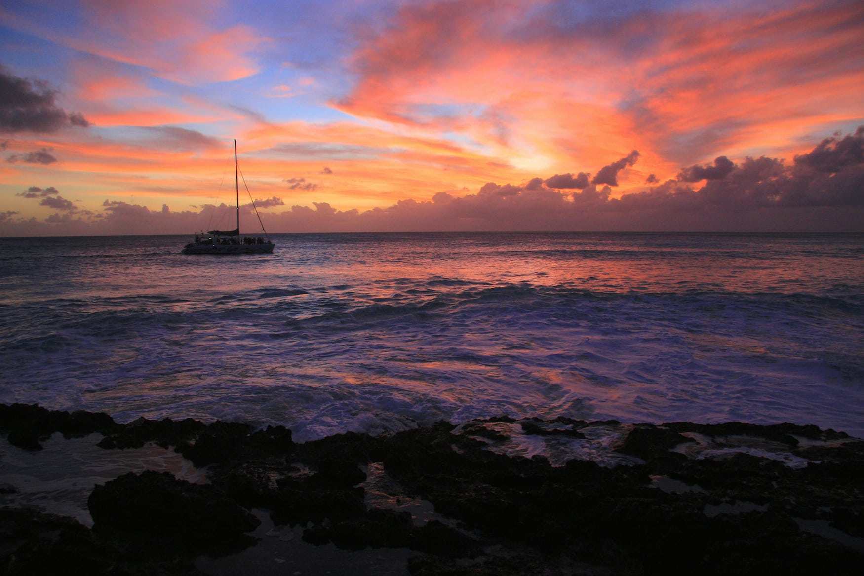 Sonnenuntergang am Cupecoy Beach auf St. Marteen