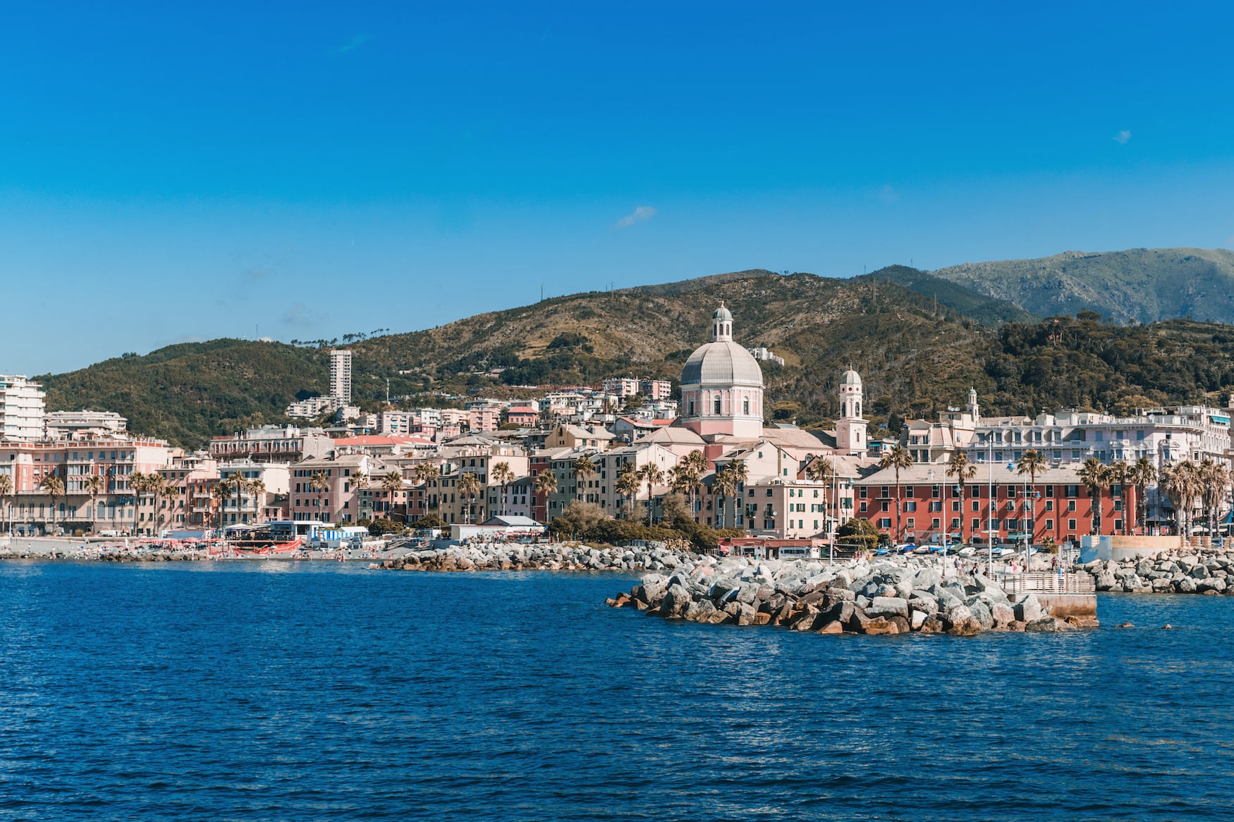 Aussicht auf den Fischerorte Peil bei Genua, Italien