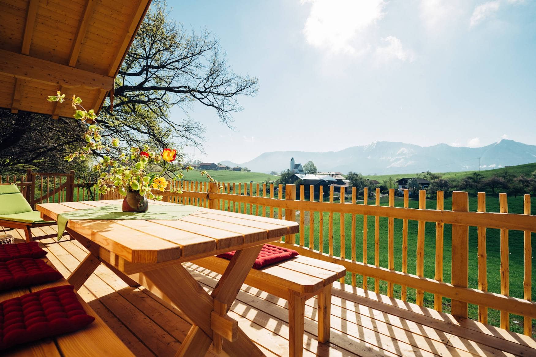 Veranda des Baumhauses Samerberg