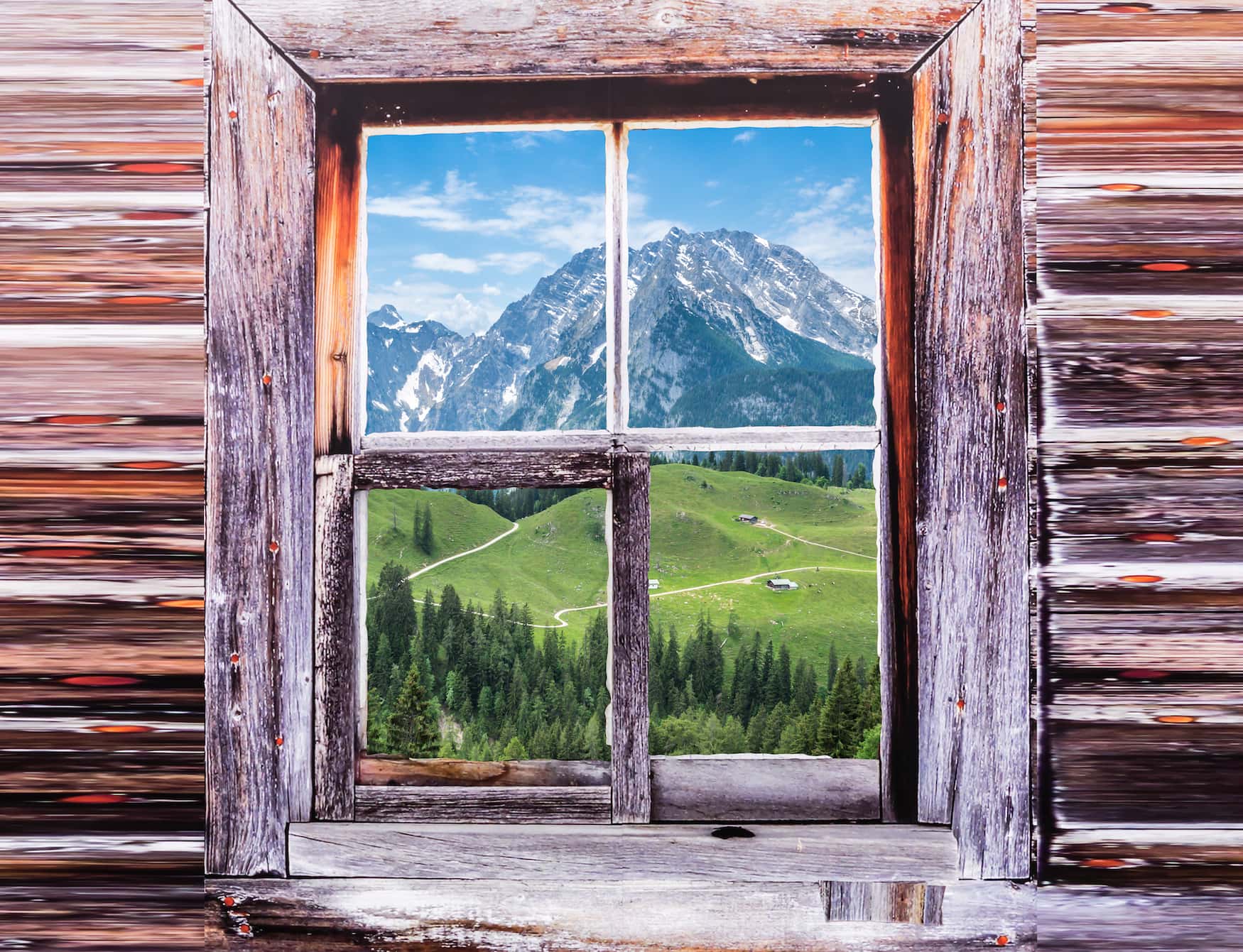 Blick auf den Watzmann von einer Berghütte aus