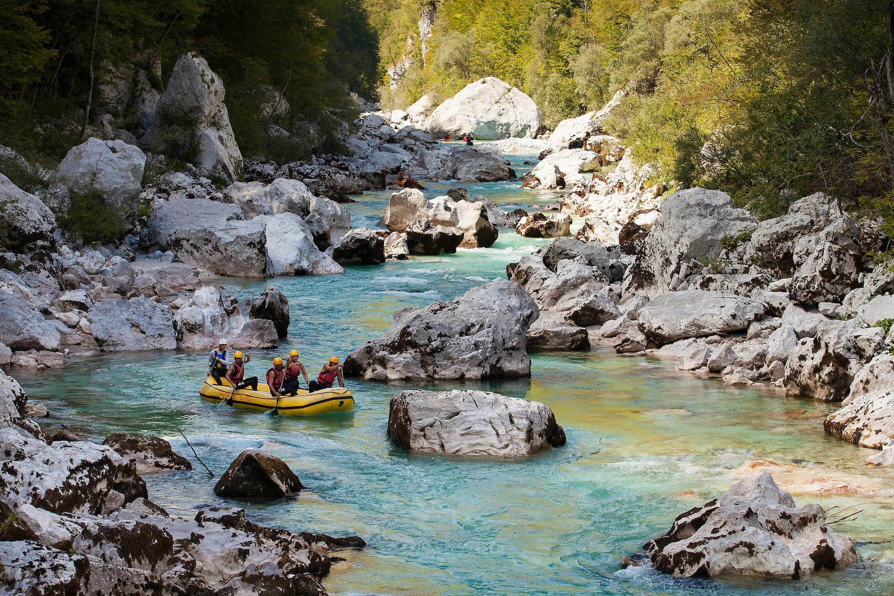 Action in Slowenien beim Rafting
