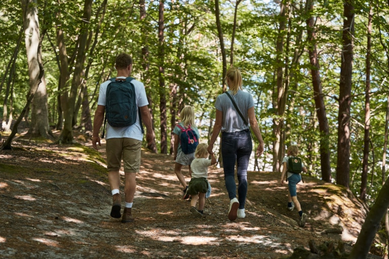 Familie unternimmt Waldspaziergang
