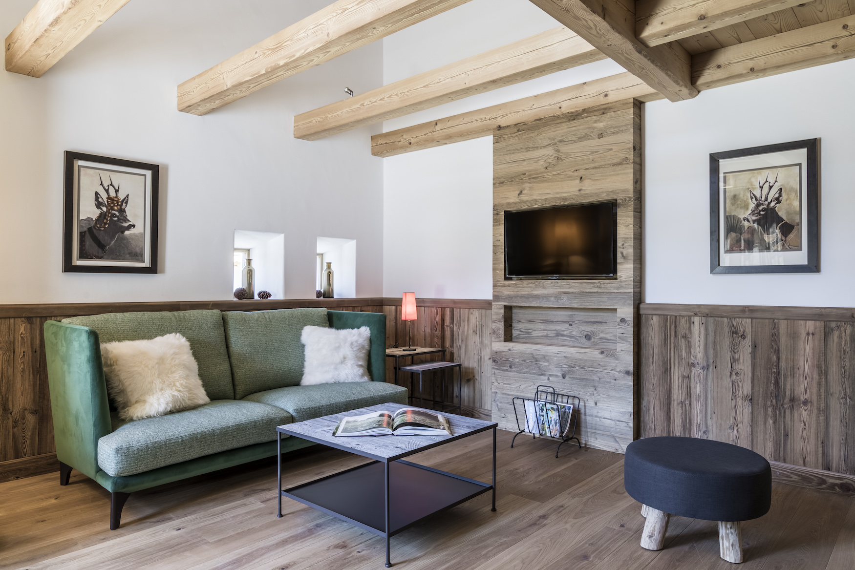 Wohnraum im Chalet des Gut Steinbach