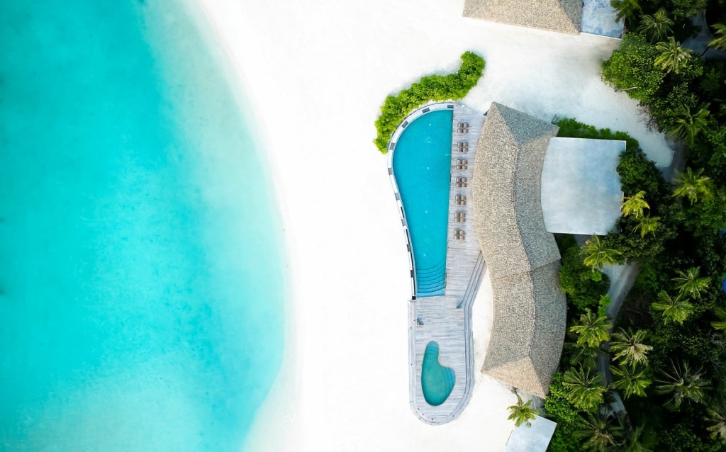Luftaufnahme des Le Meridien Maldives
