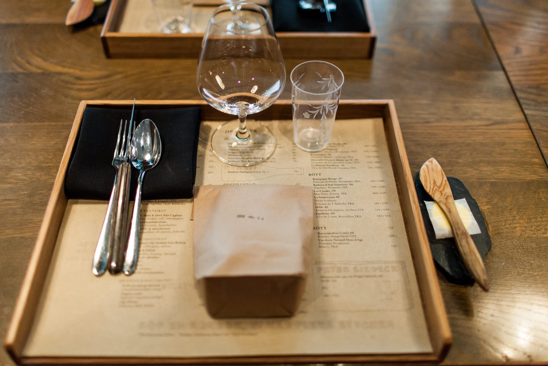 Gedeckter Tisch im Rutabaga, einem der besten restaurants in Stockholm