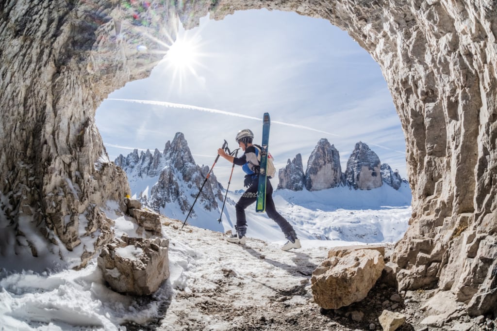 Auf dem Weg zum Sextner Stein, Skitour Drei Zinnen