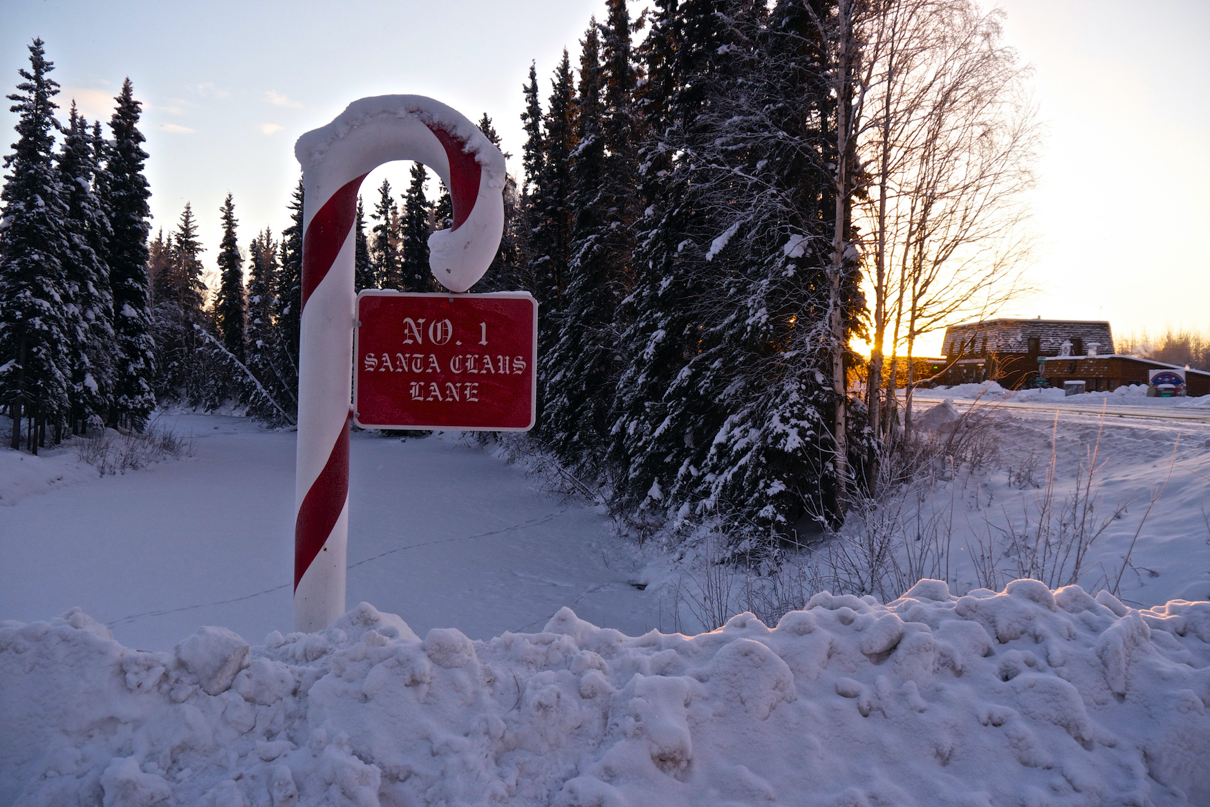 Straßenschild North Pole in Alaska