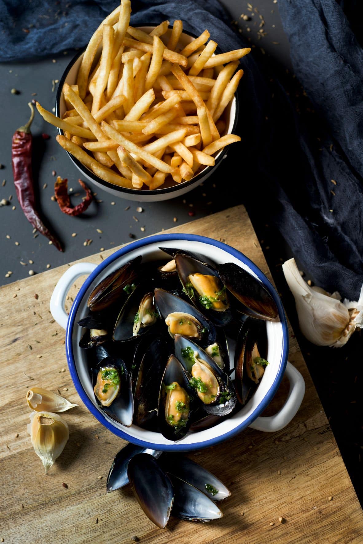 Moules Frites - Miesmuscheln mit Pommes Frites
