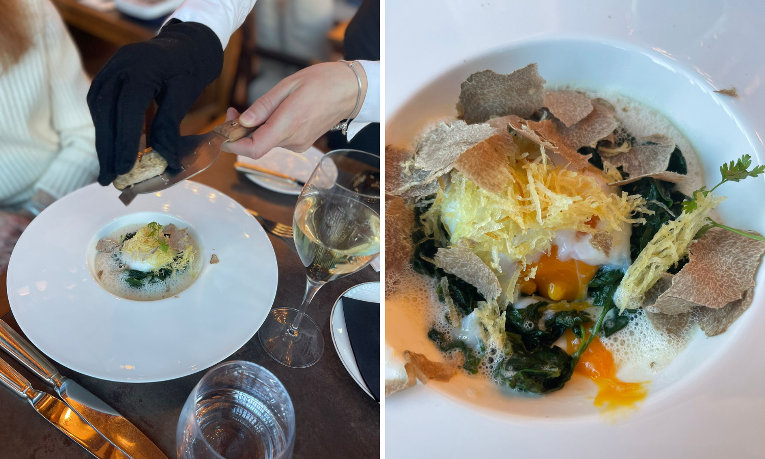 Trüffel Onsen Ei serviert in einem luxuriösen Restaurant