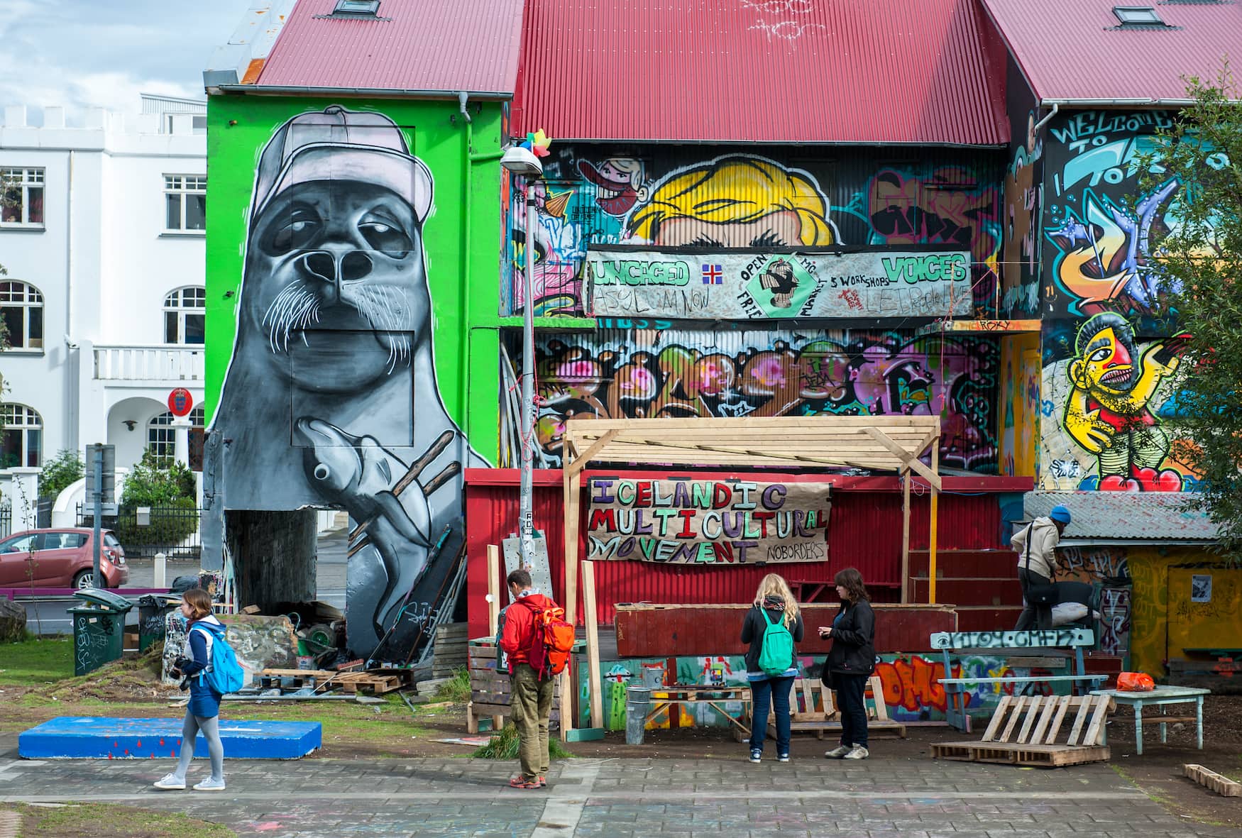 Bunte Graffiti in Reykjavik
