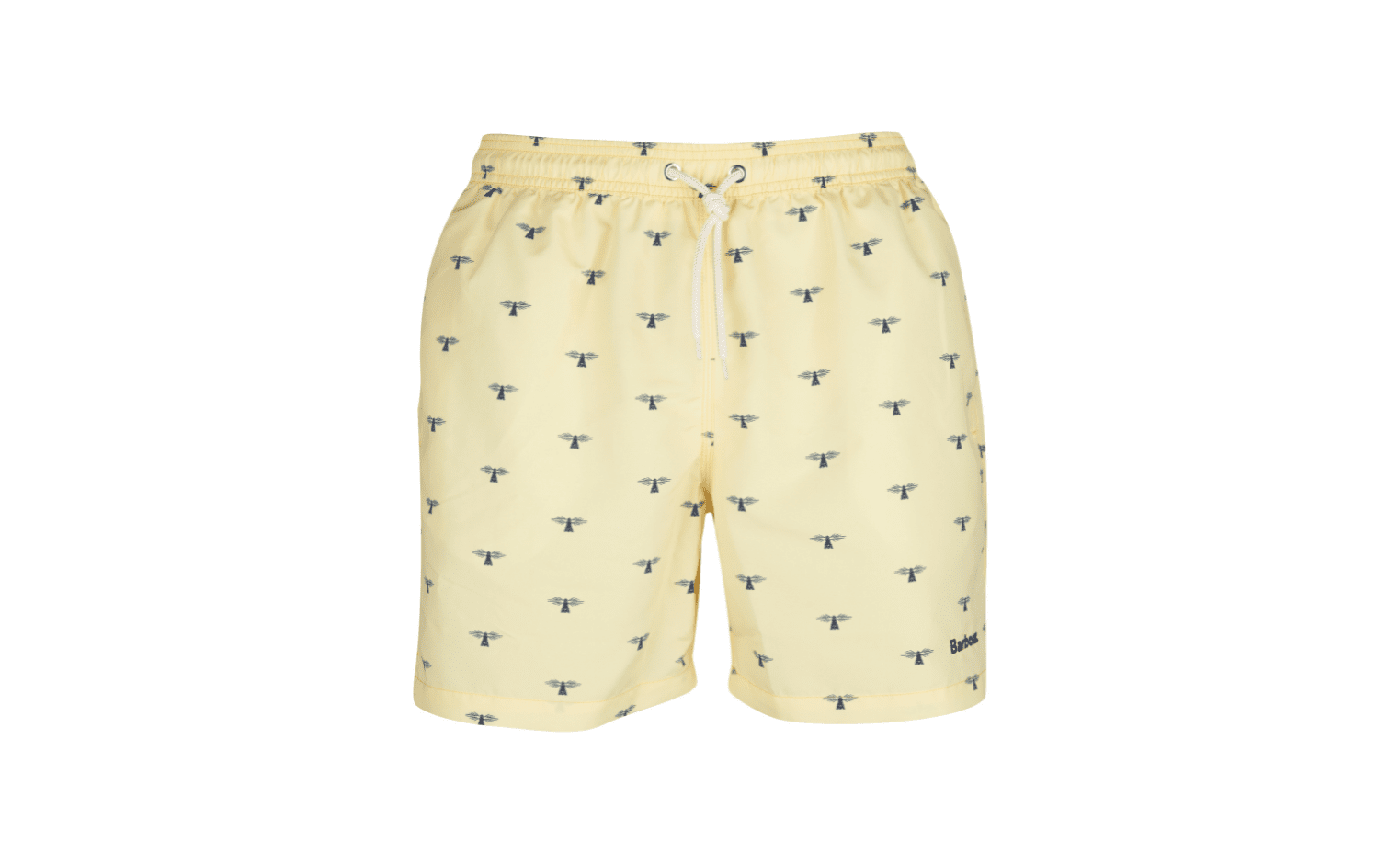 Badehose für Herren in Pastellgelb mit Leuchtturm-Print