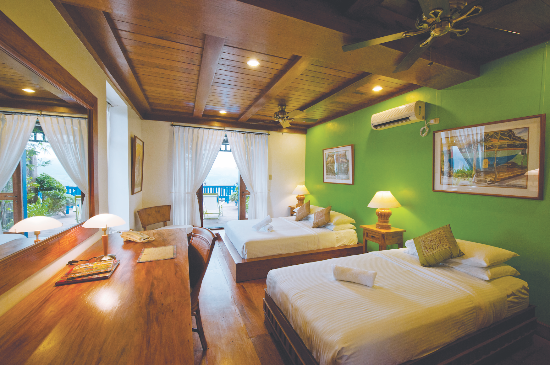 Schlafzimmer eines Eco Resorts auf den Philippinen