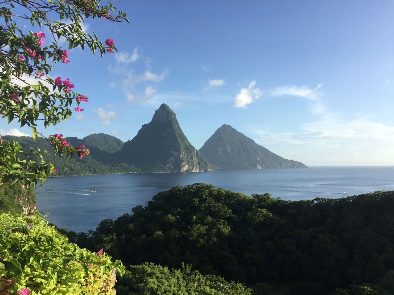 Blick auf die Pitons auf St. Lucia
