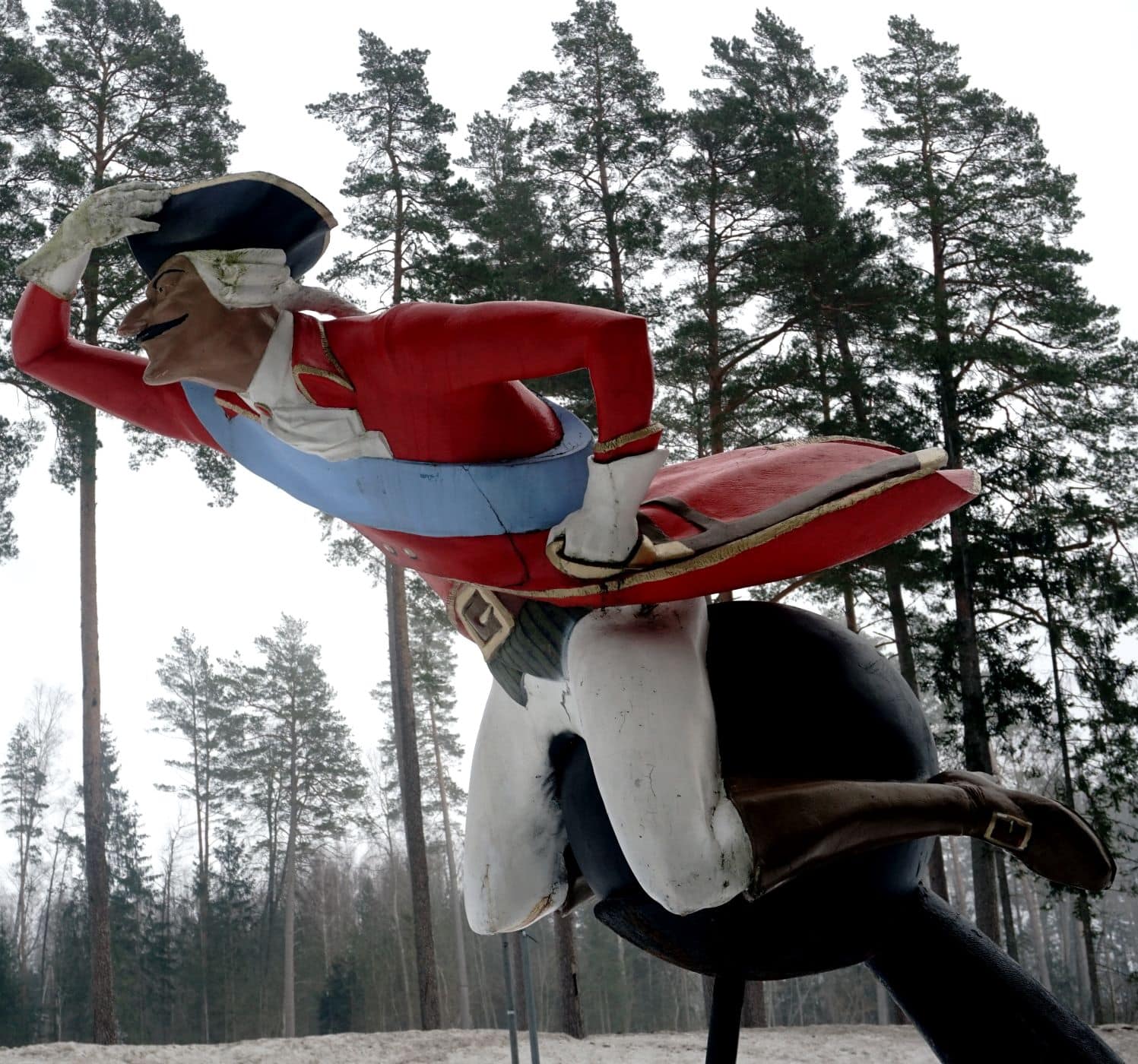 Münchhausen-Skulptur in Dunte, Lettland