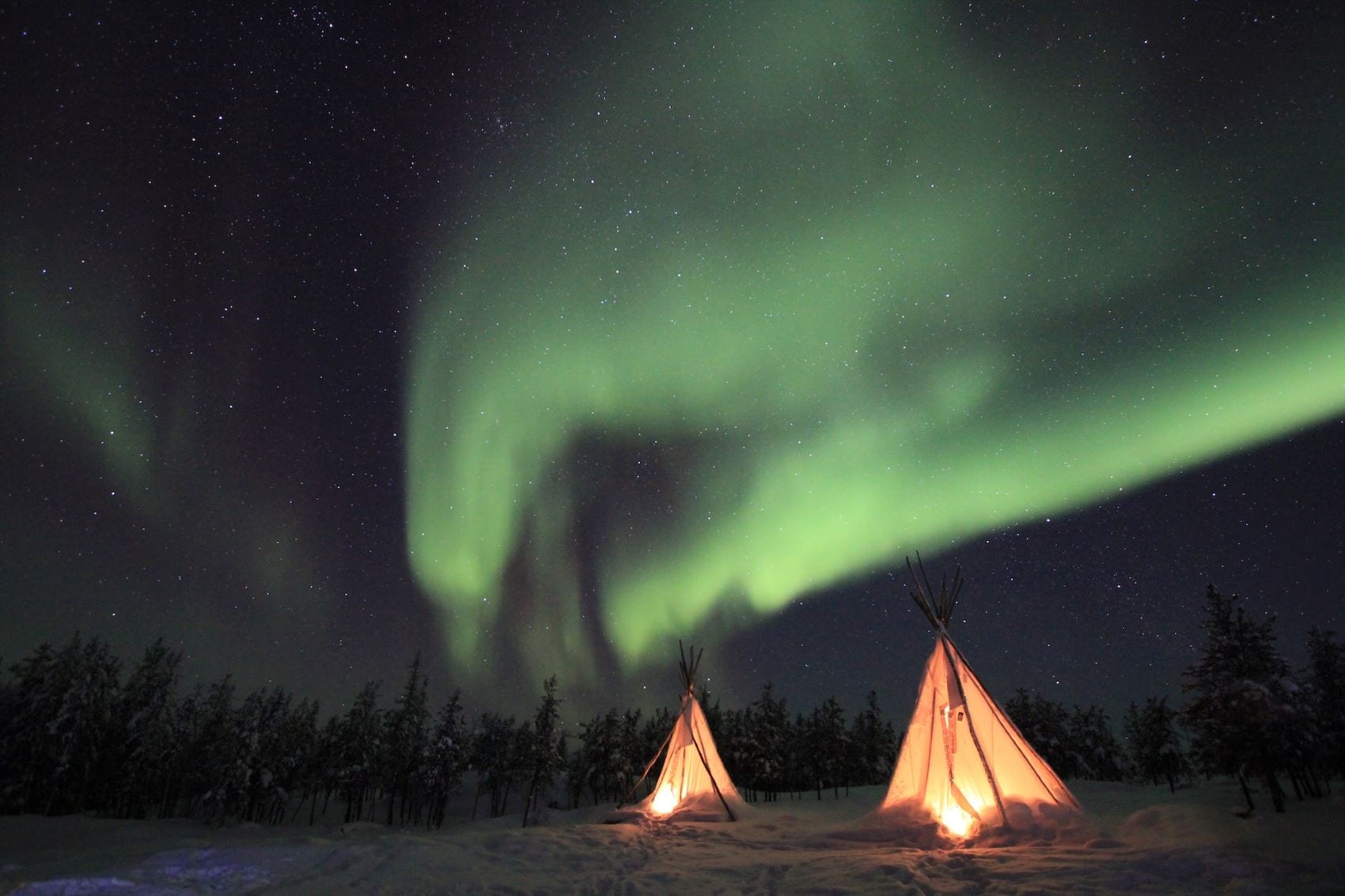 Winter-Zelte in Yellowknife, Himmel Aurora Borealis