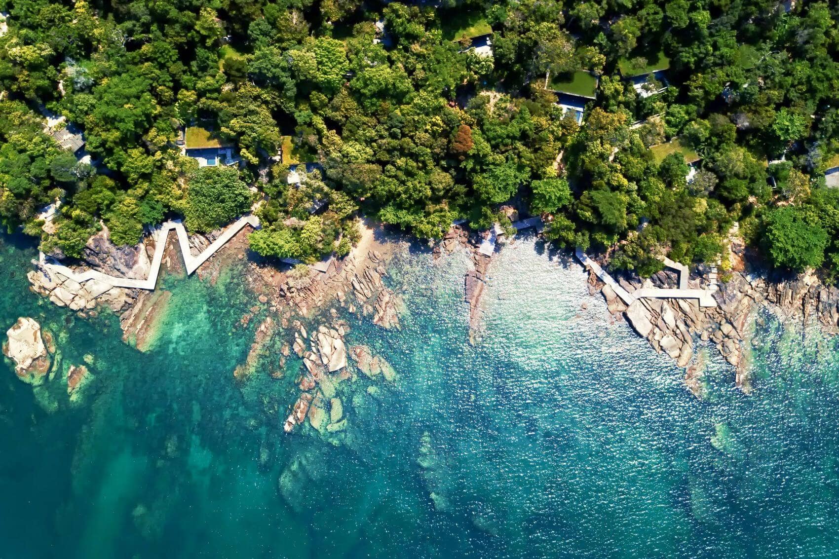 Vogelperspektive auf Six Senses Krabey Island, Kambodscha
