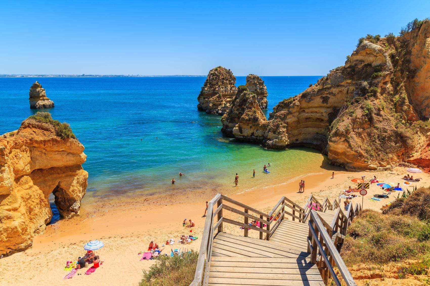 Holzsteg Praia do Camilo Algarve 