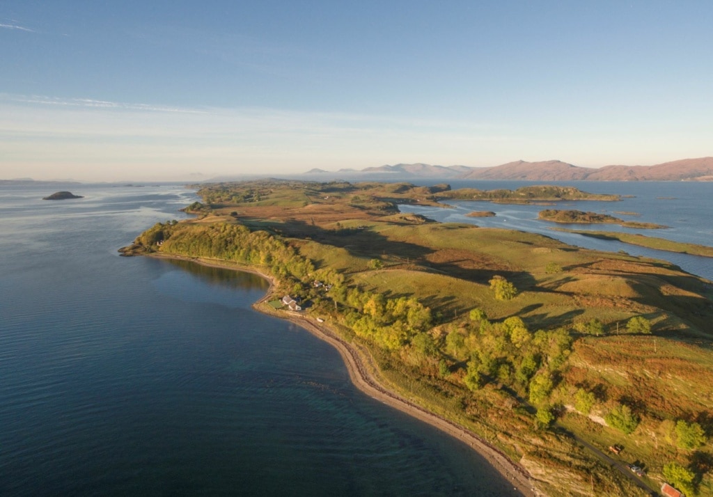 Schottische Insel Lismore aus Vogelperspektive