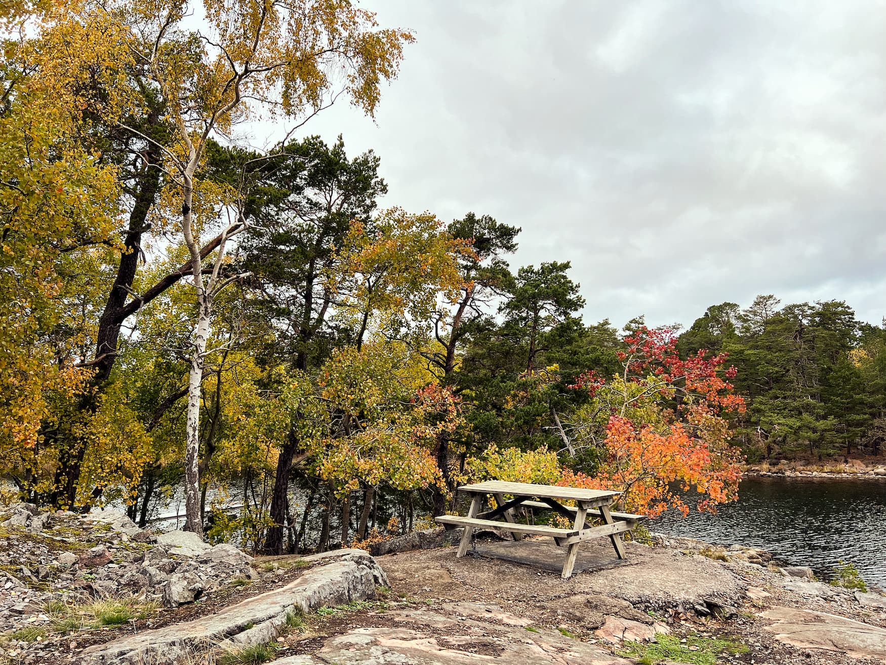 am Ufer der Schären in Schweden im Herbst