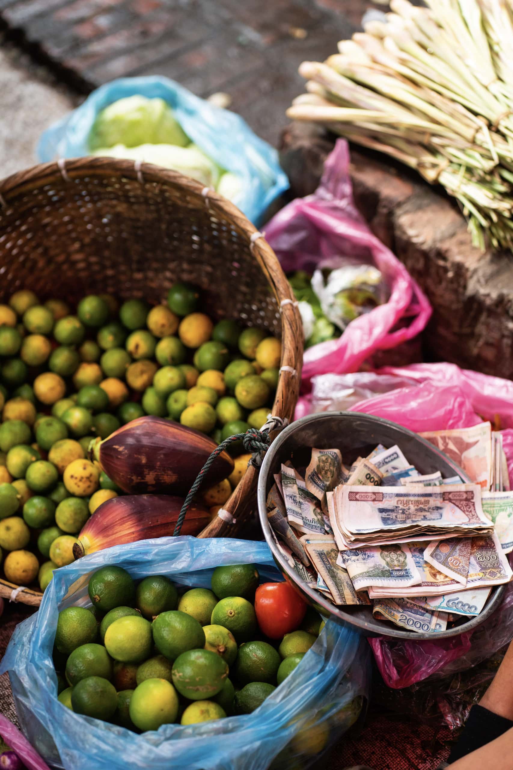 Gemüse auf einem Markt in Laos