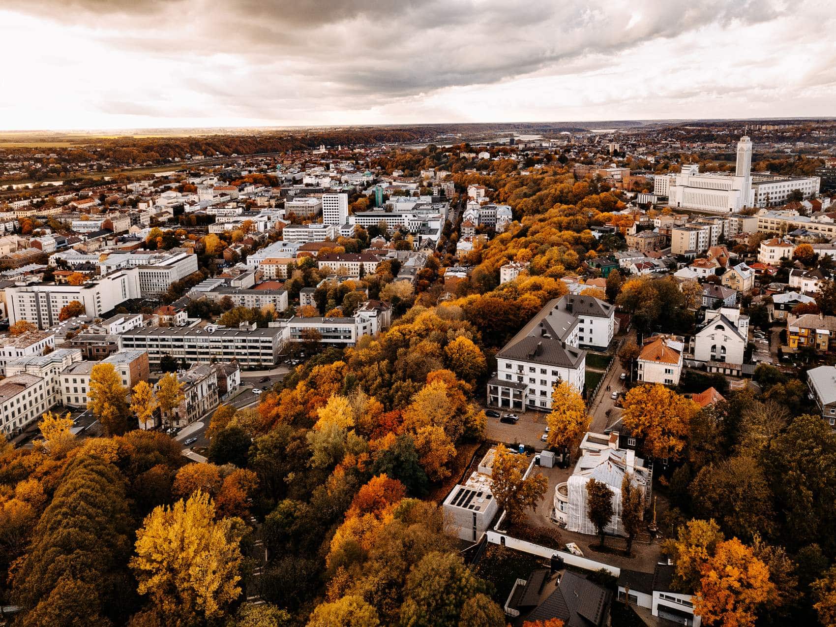 Kaunas in Litauen aus der Vogelperspektive