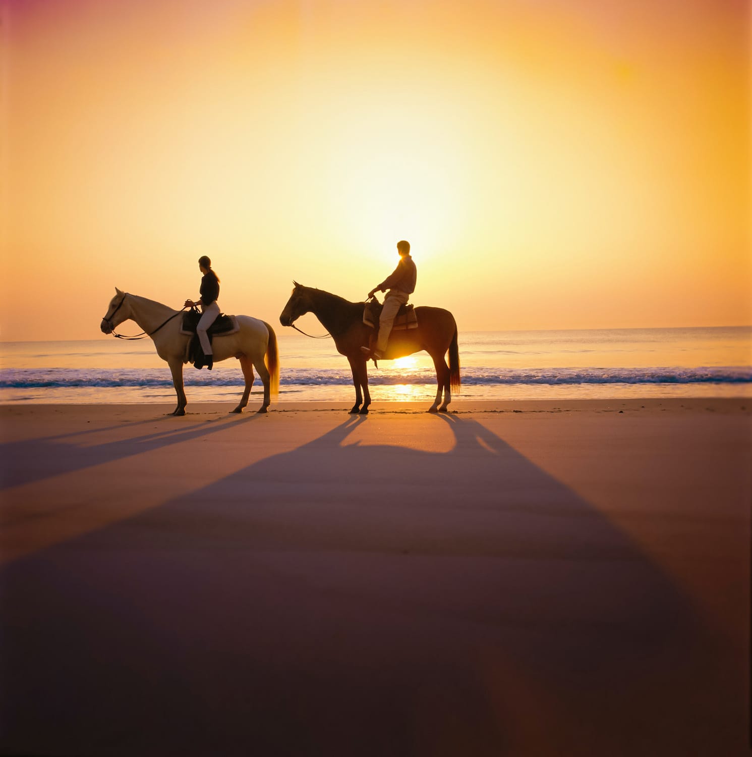 Reiten in den Sonnenuntergang in Florida
