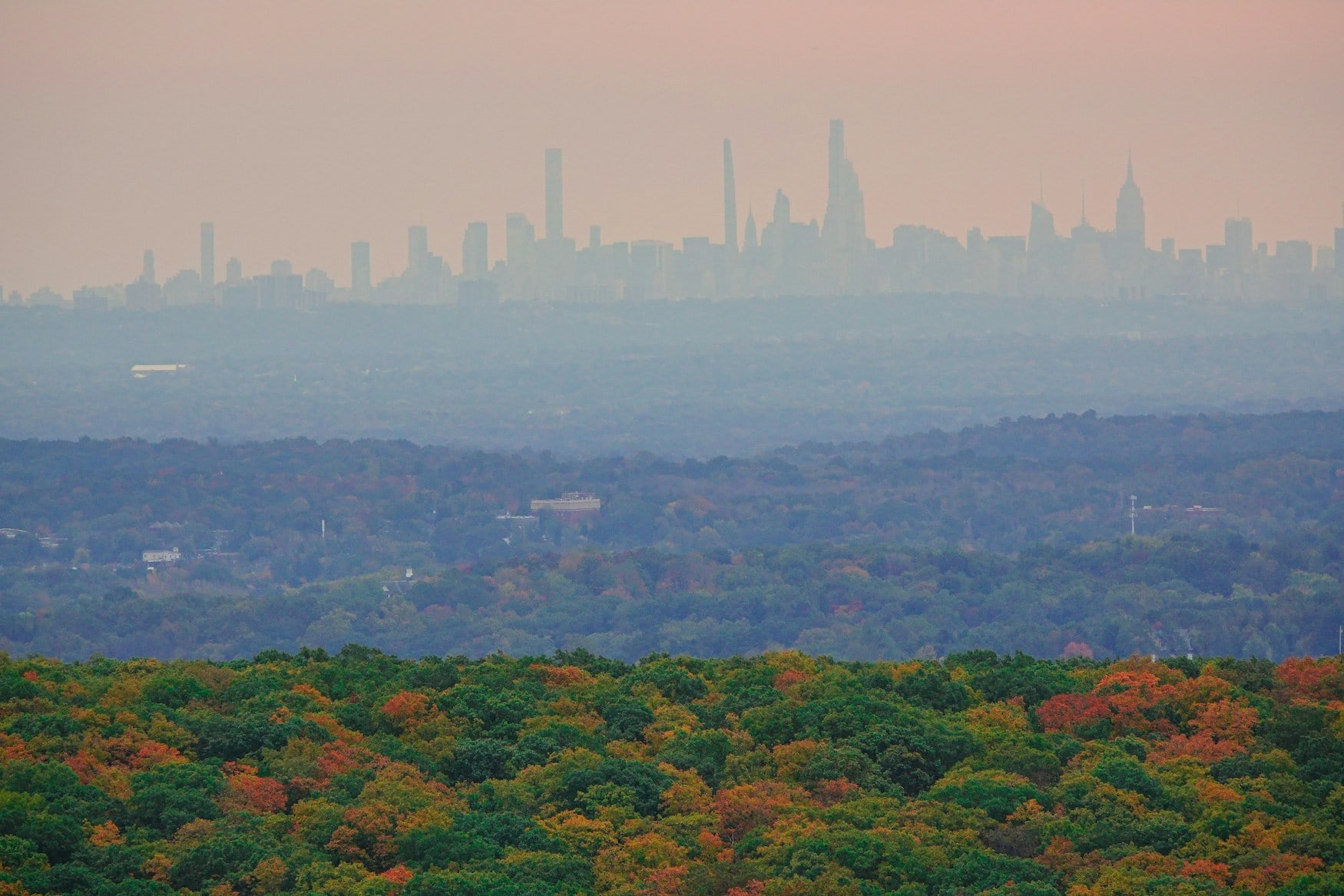 Blick auf die Skyline von New York vom Harriman State Park