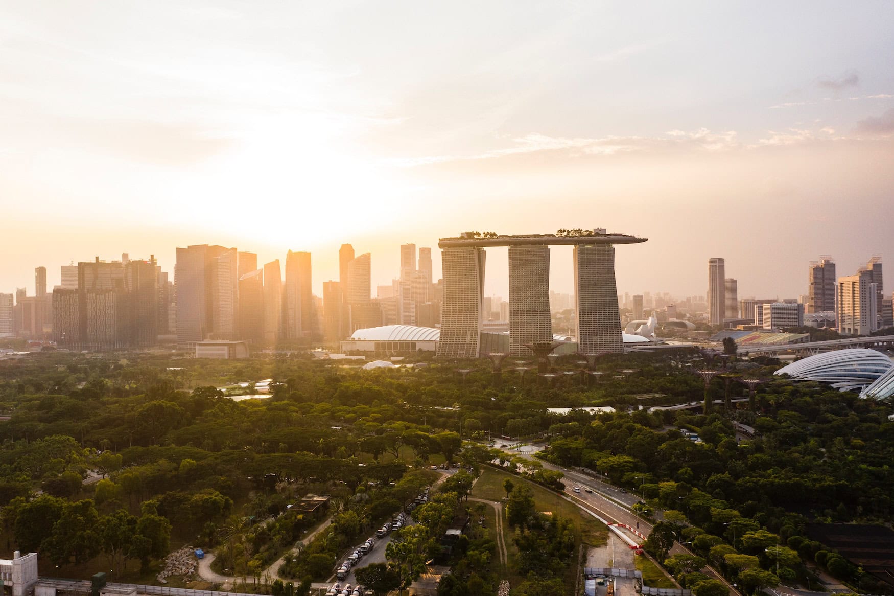 Blick auf die Skyline von Singapur
